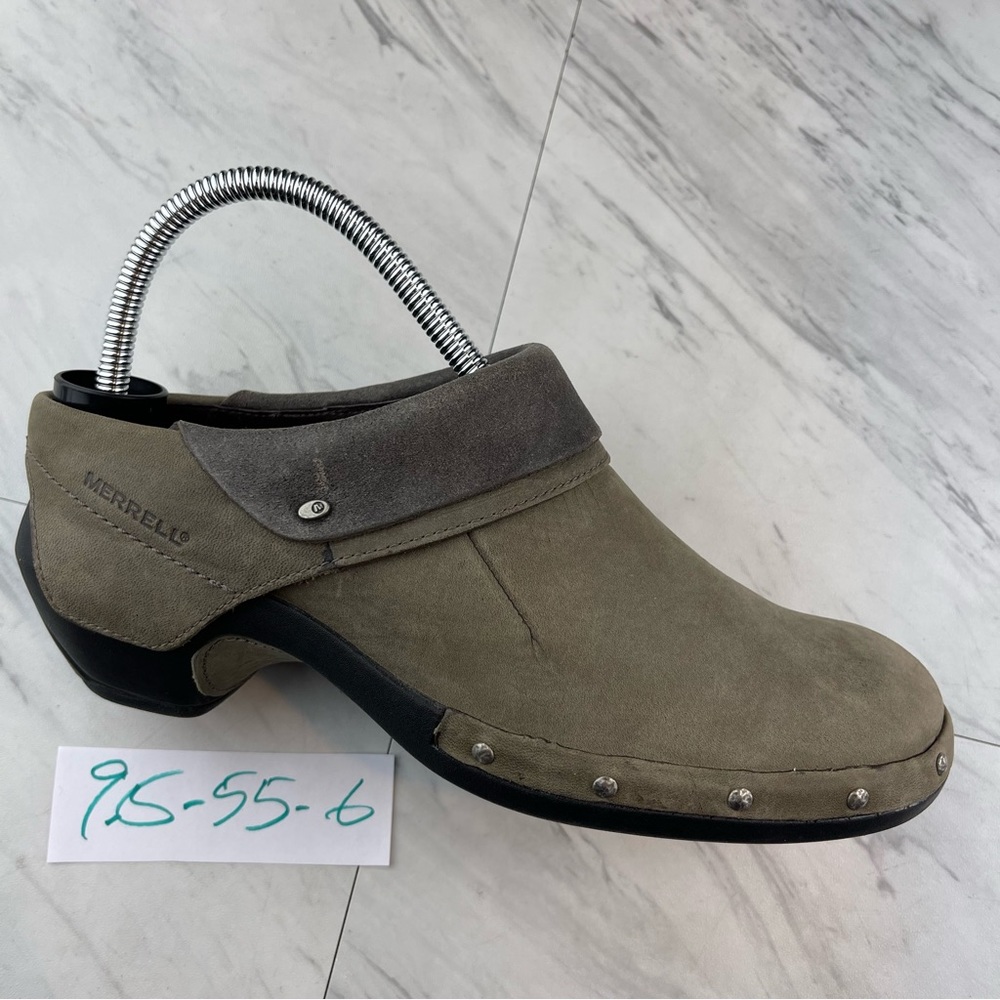•Merrell Drizzle J56086 Slip On Studded Mule clogs Leather Shoes Women's 9.5